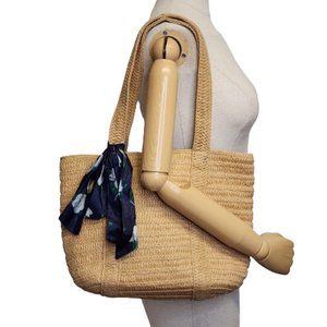 Draper James Everyday Straw Tote w/ Bow Accent Preppy Beach Summer Travel